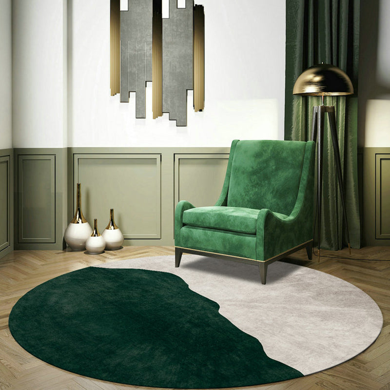 Sikunuo | Nostalgic Green Modern Carpet Polyester Color Block Area Rug Non-Slip Pet-Friendly Washable Rug for Room