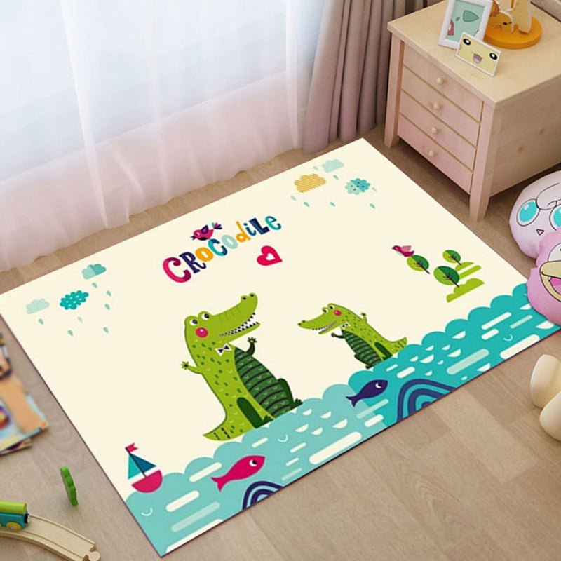 Sikunuo | Dreamy Fairy-Tale Area Rug Pastel Color Cartoon Carpet Polypropylene Stain-Resistant Carpet for Kids Room