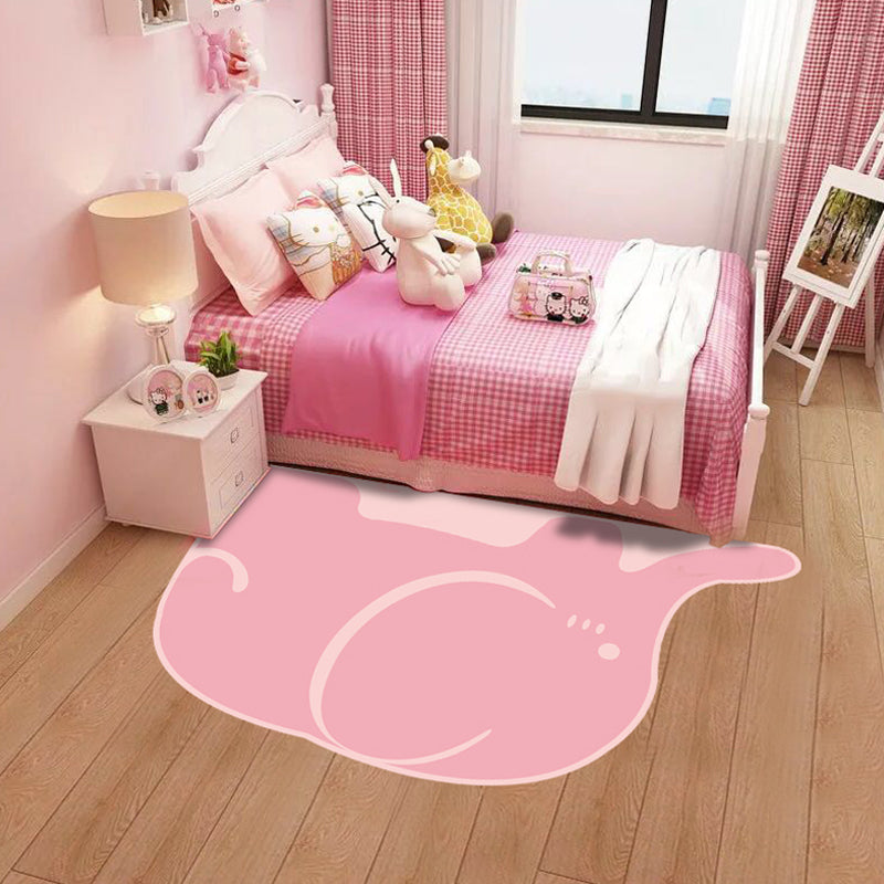Sikunuo | Creative Pastel Cartoon Rug Synthetic Animal Pattern Rug Stain Resistant Non-Slip Carpet for Children's Bedroom