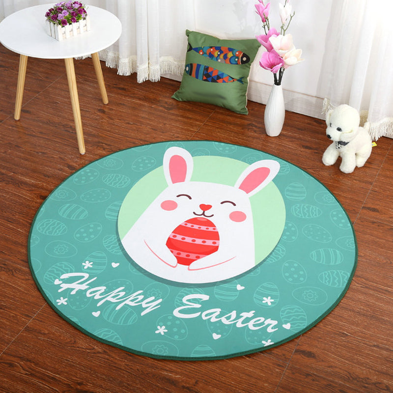 Sikunuo | Cartoon Children's Mats Rug Dark Color Animal Land Rug Polyester Pet Friendly Non-Slip Rug