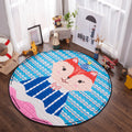 Sikunuo | Children’s Animal Play Rug Multicolored Cotton Rug Stain Resistant Pet Friendly Rug for Children's Room