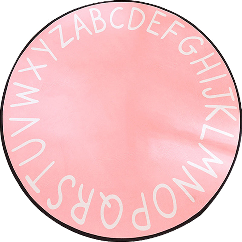 Sikunuo | Pastel Alphabet Rug Synthetic Children Area Carpet Non-Slip Underlay Carpet for Children's Room