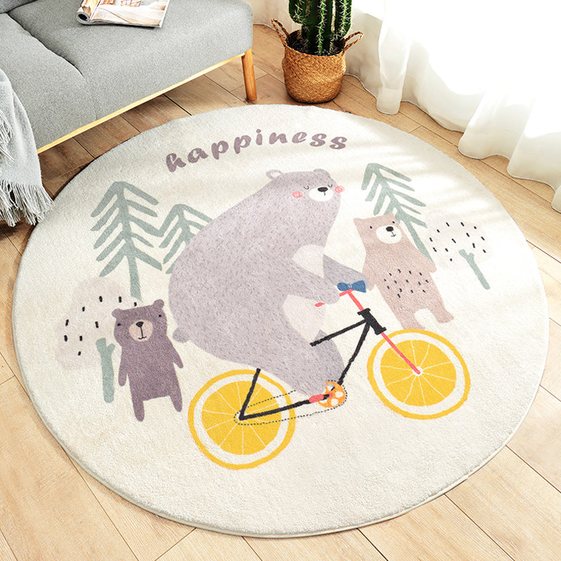 Sikunuo | Beautiful Kids Style Rug Soft Color Animal and Word Pattern Carpet Pet Friendly Non-Slip Rug for the Children's Room