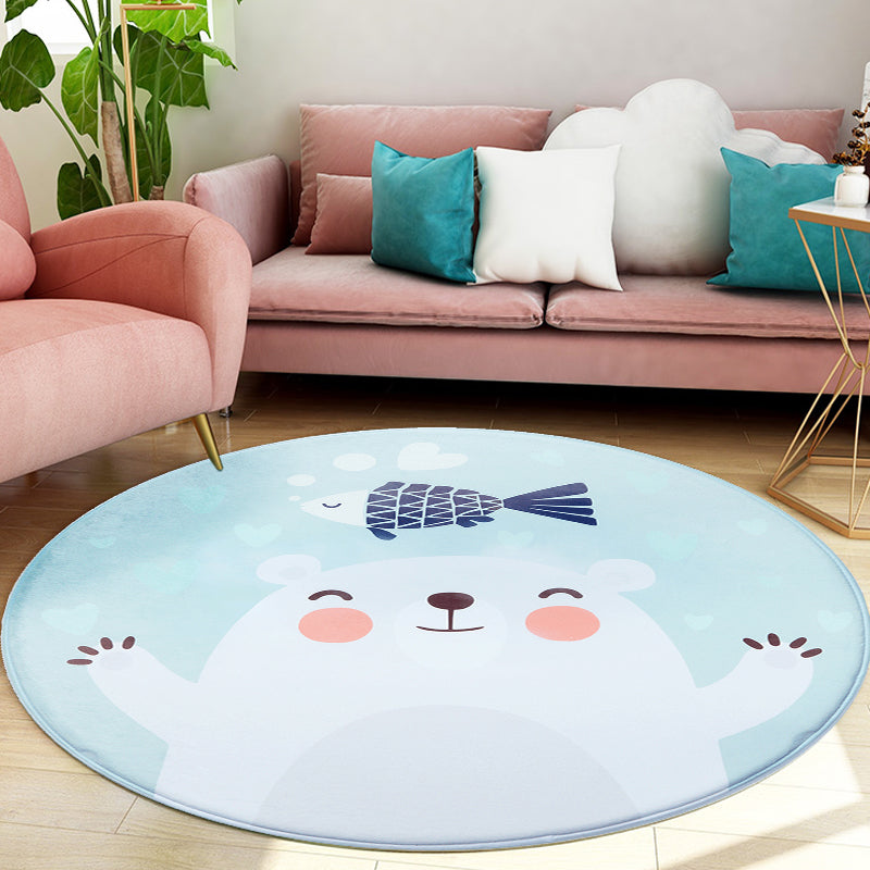 Sikunuo | Cartoon Kids Room Rug Soft Color Wild Animal Rug Synthetic Anti-Slip Back Area Rug