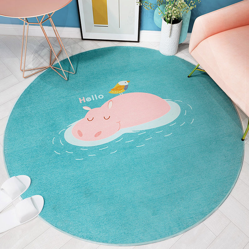 Sikunuo | Cartoon Kids Room Rug Soft Color Wild Animal Rug Synthetic Anti-Slip Back Area Rug