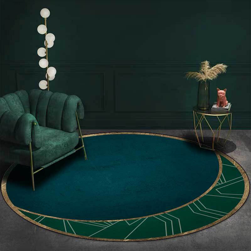 Sikunuo | Modern living room carpet in green color box moon print carpet polyester machine washable carpet