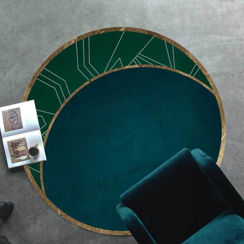 Sikunuo | Modern living room carpet in green color box moon print carpet polyester machine washable carpet