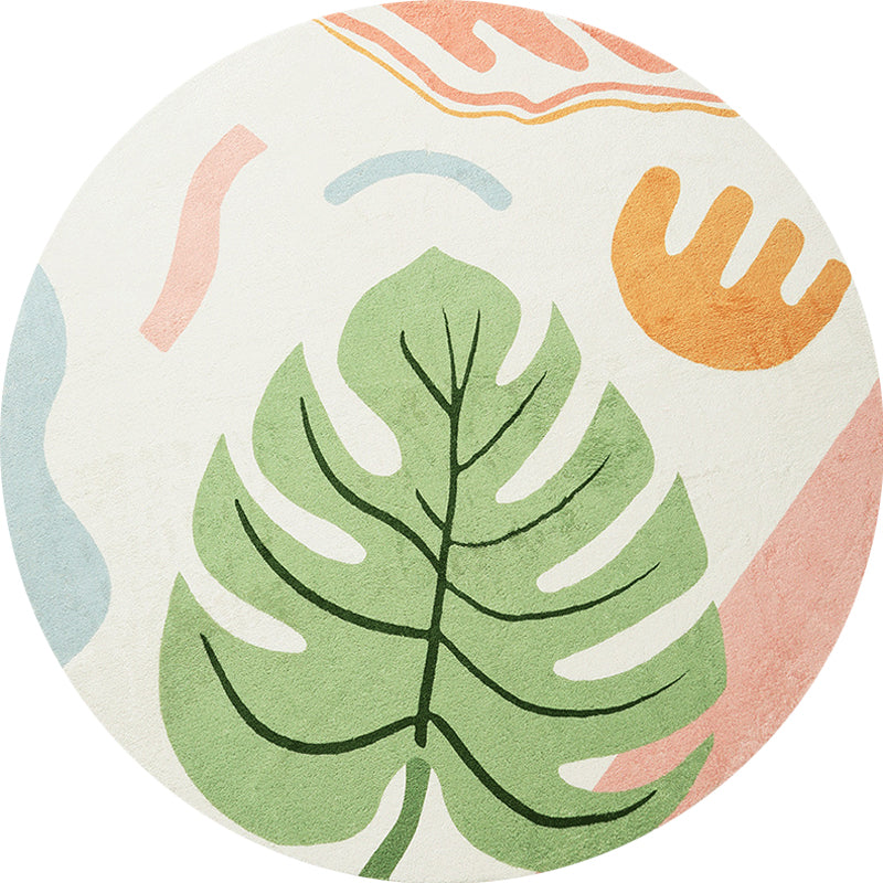 Sikunuo | Green Tropical Area Rug Polyester Botanical Pattern Rug Washable Pet-Friendly Non-Slip Carpet for Study
