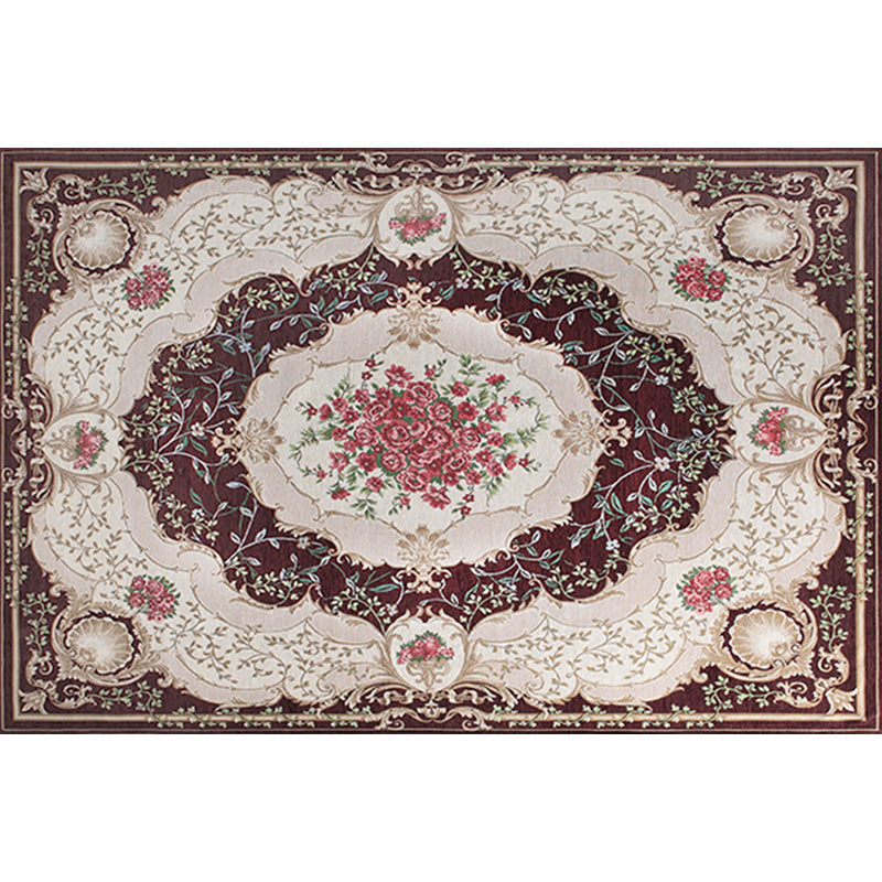 Sikunuo | Blossom Pattern Carpet Polyester Retro Carpet Anti-Slip Carpet Machine Washable Indoor Carpet for Bedroom