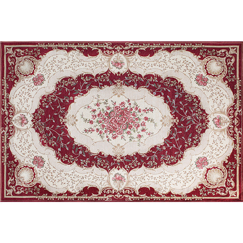 Sikunuo | Blossom Pattern Carpet Polyester Retro Carpet Anti-Slip Carpet Machine Washable Indoor Carpet for Bedroom