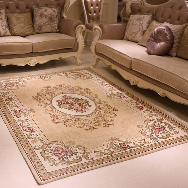 Sikunuo | Multicolored floral pattern rug Polyester retro rug non-slip backing pet-friendly washable rug for the living room