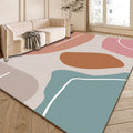 Sikunuo | Multi-Color Modernist Rug Polyester Abstract and Striped Pattern Rug Washable Non-Slip Back Indoor Rug for the Living Room