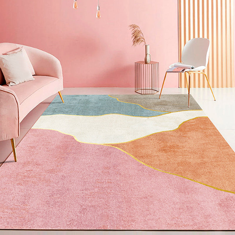 Sikunuo | Novelty Style Colorful Area Rug with Color Block Design Pet Friendly Polyester Rugs for Room