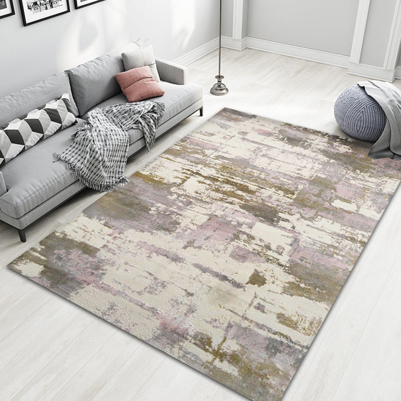 Sikunuo | Industrial Style Rug with Colorful Cement Pattern for Indoor Pet-Friendly Polyester Area Rug
