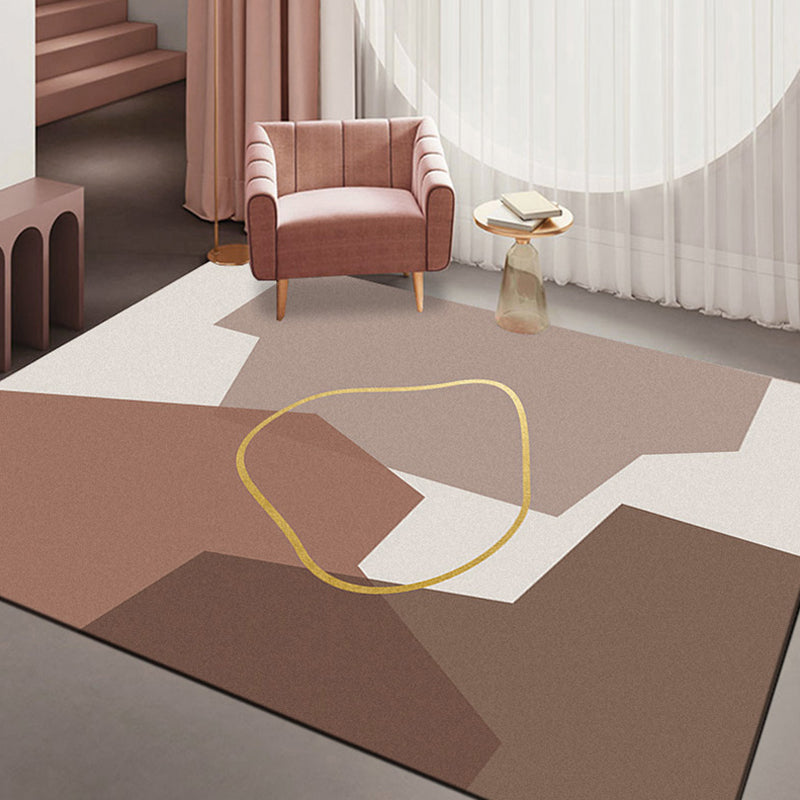 Sikunuo | Minimalism Parlor Rug Multi-Color Color Block Indoor Rug Polyester Non-Slip Back Machine Washable Rug