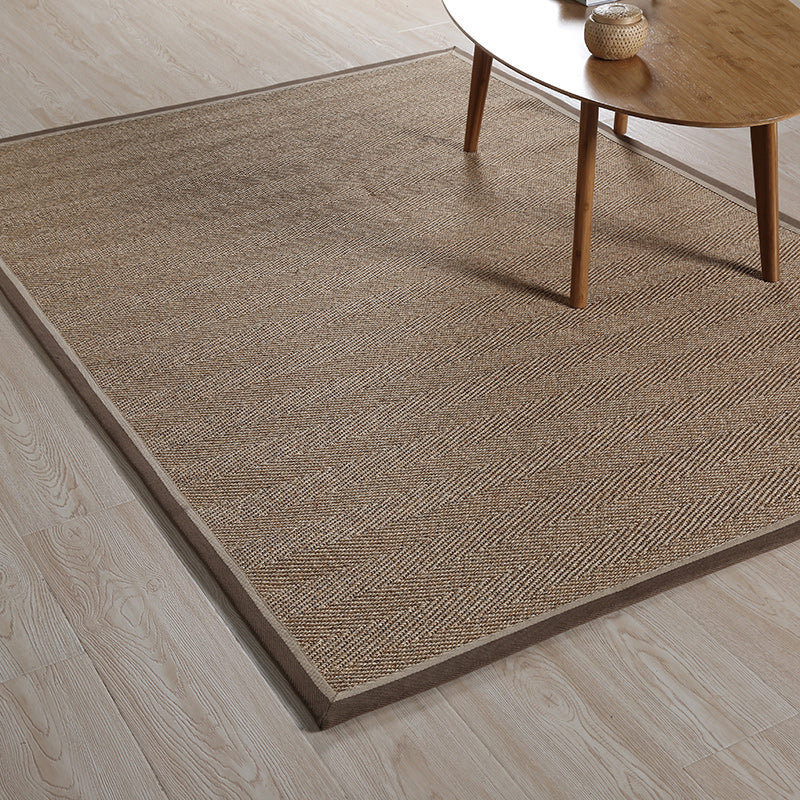 Sikunuo | Stylish Country Carpet Brown Solid Carpet Animal Dry Washable Non-slip Rug for Living Room