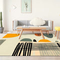 Sikunuo | Ivory Bedroom Rug New Color Block Striped Pattern Rug Polyester Washable Area Rug