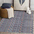 Sikunuo | Indian Tribal Indoor Carpet Striped Diamond Geometric Synthetic Stain Resistant Power Loom Area Rug for Living Room