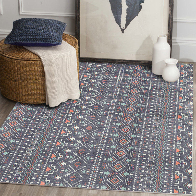 Sikunuo | Indian Tribal Indoor Carpet Striped Diamond Geometric Synthetic Stain Resistant Power Loom Area Rug for Living Room