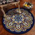Sikunuo | Vintage Dark Blue Americana Rug Polyester Southwestern Rug Washable Rug for Bedroom