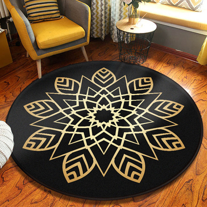Sikunuo | Retro Black-White Southwest Carpet Polyester Tribal Carpet Washable Carpet for Living Room