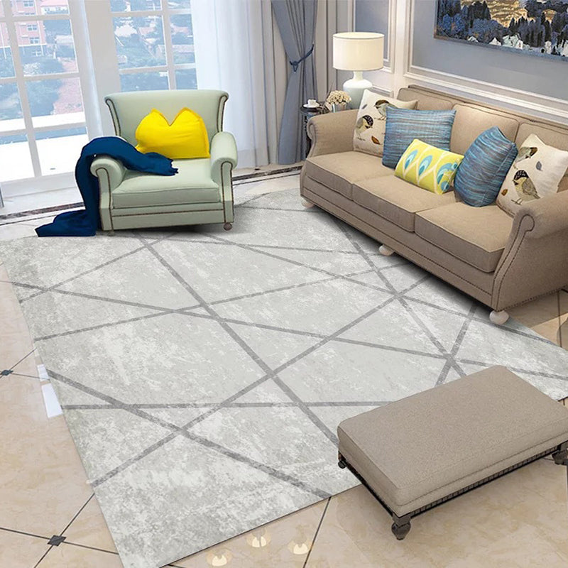 Sikunuo | Scandinavian novelty carpet in gray geometric lines pattern carpet polyester washable carpet for home decor