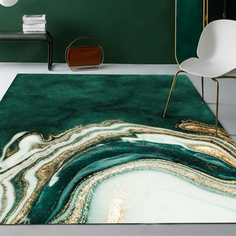 Sikunuo | Large Bedroom Rug Modern Abstract Marble Pattern Area Rug Polyester Washable Rug