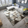Sikunuo | Modern Living Room Rug in Brown Abstract Triangle Circle Stripe Pattern Rug Polyester Washable Area Rug