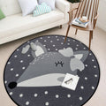 Sikunuo | Kids Nursery Rug in Black and Grey Animal Mouse Print Rug Polyester Washable Non-Slip Mat Rug