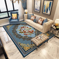 Sikunuo | Persian Moroccan carpet in blue and red medallion floral pattern carpet made of polyester washable carpet for home decor
