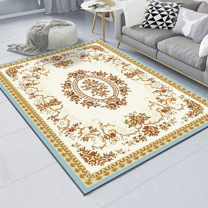 Sikunuo | American controlled pattern carpet with striped multicolor polyester machine washable non-slip area rug for bedroom