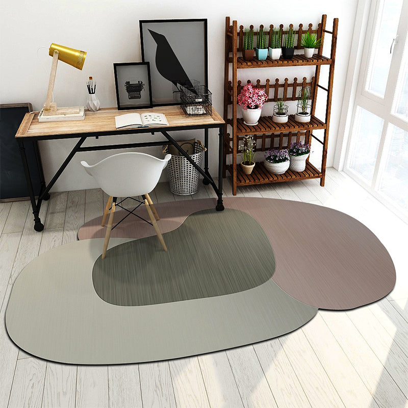 Sikunuo | Irregular Bedroom Carpet in Brown and Blue Modern Color Block Pattern Area Rug Polyester Machine Washable Carpet