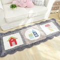 Sikunuo | Novelty House Pattern Rug Green and Gray Children's Rug Polyester Washable Pet-Friendly Non-Slip Rug for Children's Room