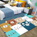 Sikunuo | Kids Animal Wallpaper Multicolor Polyester Rug Non-Slip Back Washable Pet-Friendly Rug for Home