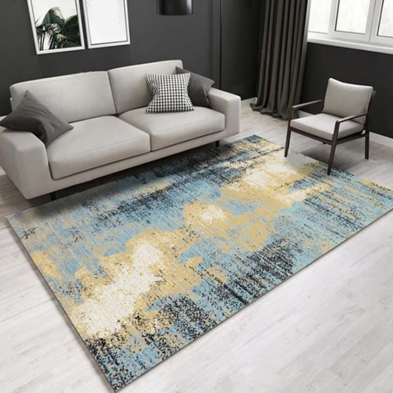 Sikunuo | Stylish Abstract Area Rug Multicolor Industrial Rug Polypropylene Pet-Friendly Washable Non-Slip Indoor Area Rug for Bedroom