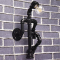 Sikunuo | Steampunk Pipe Robot Wall Lamp Single Lamp Wrought Iron Wall Mounted Light Fixture in Black/Bronze/Copper