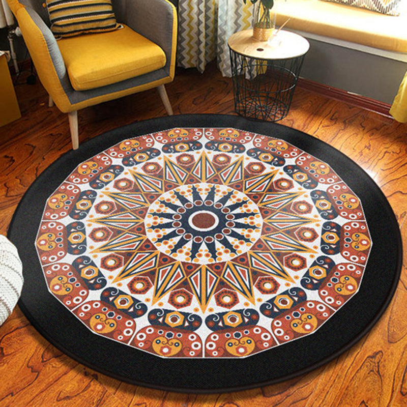 Sikunuo | Yellow and black bedroom rug Americana Southwest rug polyester washable area rug