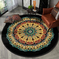 Sikunuo | Black Southwest Carpet Polyester Tribal Rug Washable Rug for Bedroom