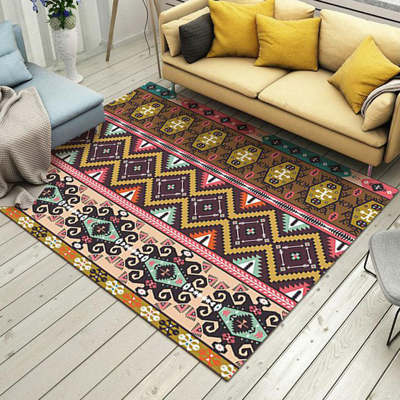 Sikunuo | Southwestern Indian Tribe Rug Shown Diamond Geometric Rug Polyester Stain-Resistant Rug for Living Room