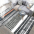 Sikunuo | Black and white geometric rug with lines and triangles Southwestern pet-friendly area rug for the living room