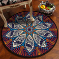 Sikunuo | Red and blue Southwestern carpet Polyester Americana rug washable area rug for living room