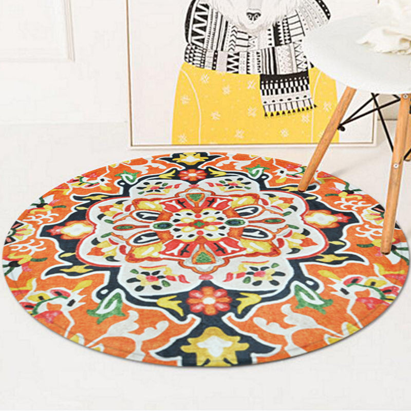 Sikunuo | Classic Southwestern Rug Orange Americana Rug Polyester Non-Slip Back Rug for Living Room