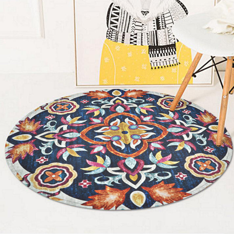 Sikunuo | Blue Bedroom Rug Americana Southwestern Rug Polyester Non-Slip Back Rug
