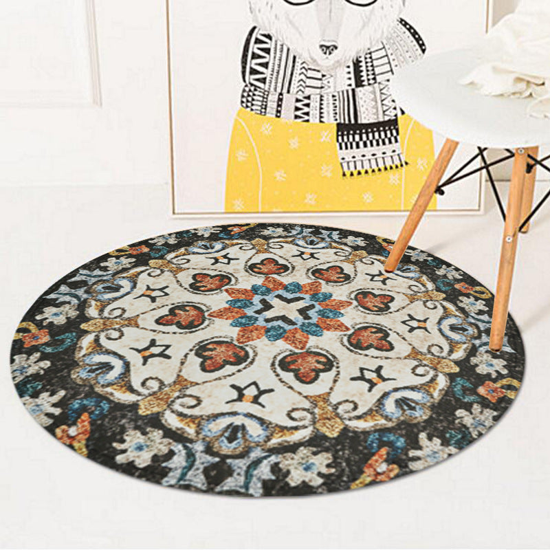 Sikunuo | Vintage Southwest Carpet White and Black Tribal Carpet Polyester Non-Slip Backing Area Rug for Bedroom