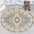 Sikunuo | Blue and white Moroccan rug Polyester floral Paisley rug non-slip backing rug machine washable for the living room