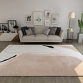 Sikunuo | Contemporary Color Block Print Rug in Ivory Novelty Rug Polyester Washable Area Rug for Bedroom