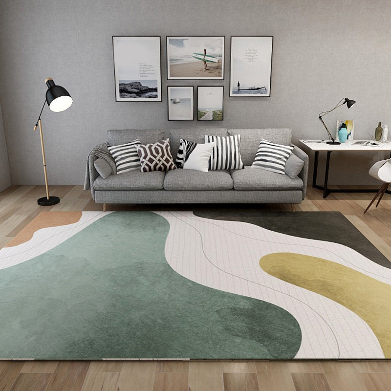 Sikunuo | Novelty Living Room Carpet Multicolor Color Stripes Print Rug Polyester Washable Area Rug