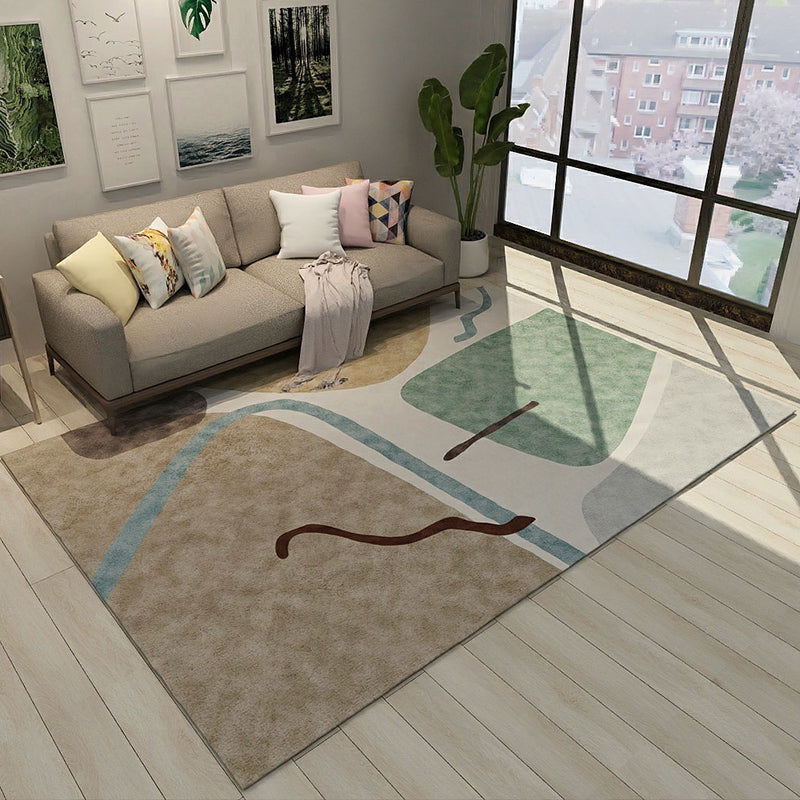 Sikunuo | Colorful Novelty Carpet Polyester Color Block Lines Pattern Carpet Washable Area Rug for Bedroom