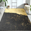 Sikunuo | Novelty Home Decoration Rug in Gold Color Block Print Area Rug Polyester Washable Rug