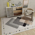 Sikunuo | Novelty Geometric Diamond Print Area Rug in Ivory Polyester Carpet Washable Area Rug for Home Decoration